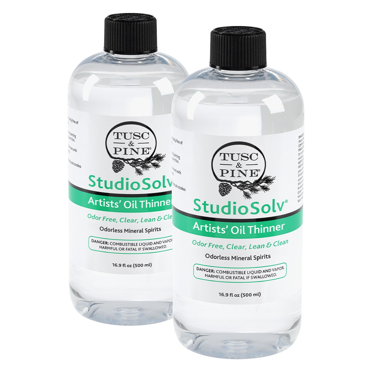 Tusc & Pine StudioSolv™ Odorless Mineral Spirits - Purified Odor-Free Spirit Solvent For Thinning Oils, Artists, Painting Thinner, Professionals, & More!